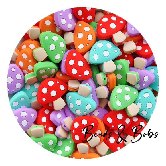 Silicone Mushroom Beads - 5 Colours