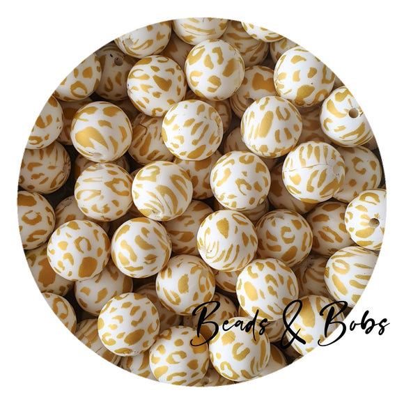 15mm Animal Print Round Silicone Beads - 13 Colours