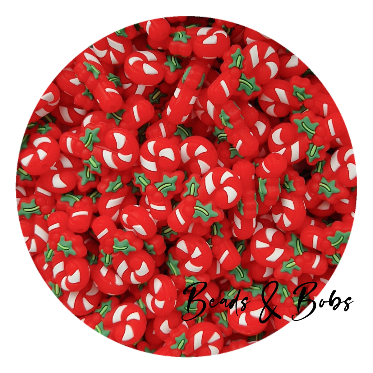 Silicone Candy Cane Beads Beads & Bobs craft co.