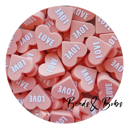 Silicone Heart Message Beads - 4 Colours