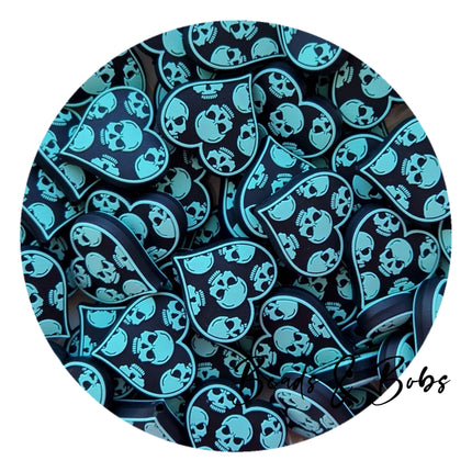 Silicone Skulls Heart Beads - 4 Colours