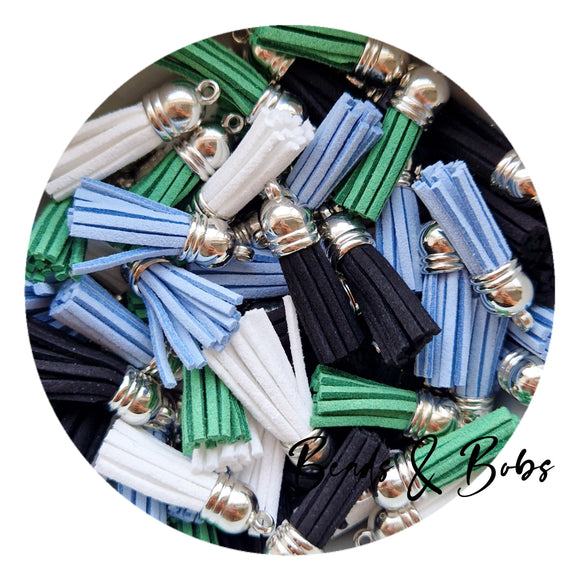 Faux Suede Tassel Silver Mixes - 10 Tassels