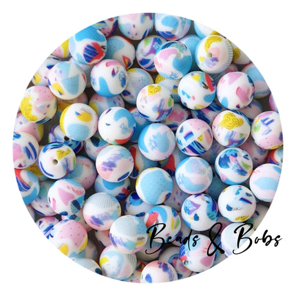 15mm Round Printed Beads - 36 Colours