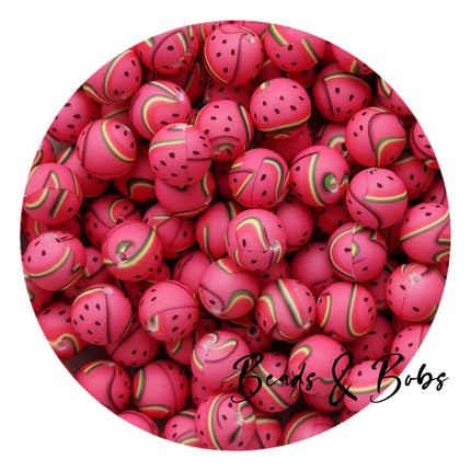 15mm Round Printed Beads - 36 Colours