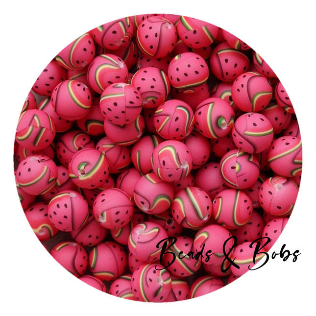 15mm Round Printed Beads - 36 Colours