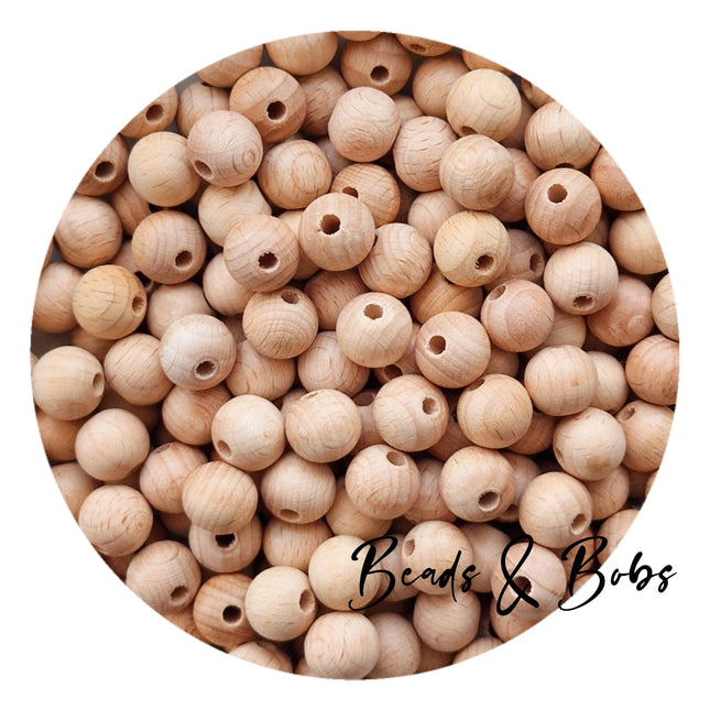 Round Beech Wood Beads - 4 Sizes