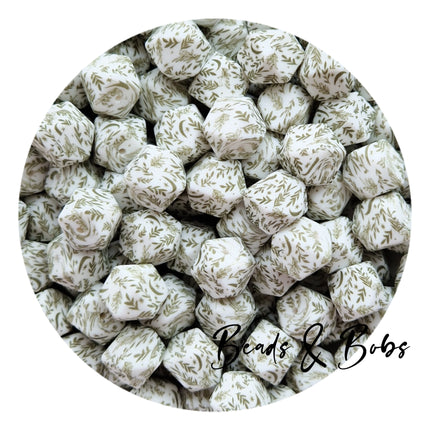 17mm Printed Hexagon Silicone Beads - 3 Colours