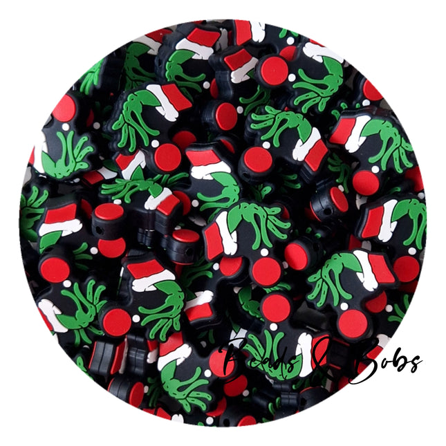 Silicone Christmas Green Guy Hand Beads