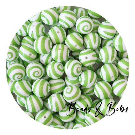 15mm Round Printed Christmas Beads - 11 Colours