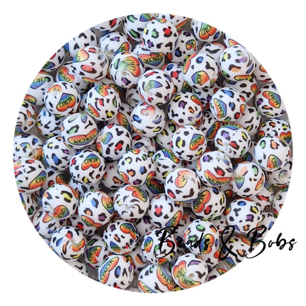 15mm Round Printed Beads - 36 Colours