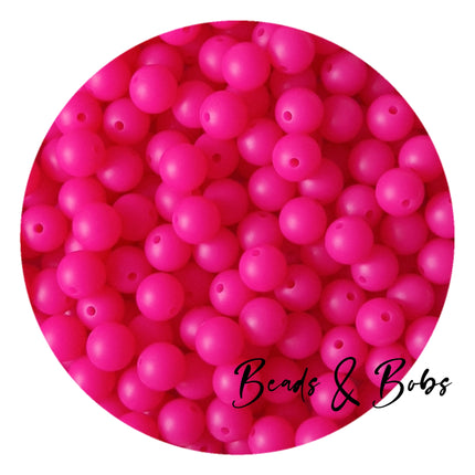 12mm Plain Colour Round Silicone Beads - 57 Colours
