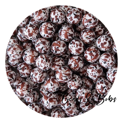 15mm Animal Print Round Silicone Beads - 15 Colours