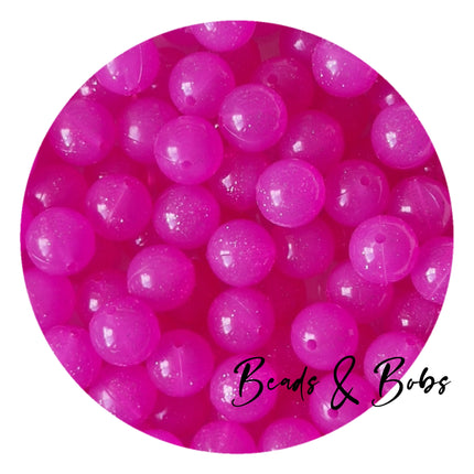 15mm Round Jelly Glitter Silicone Beads - 4 Colours