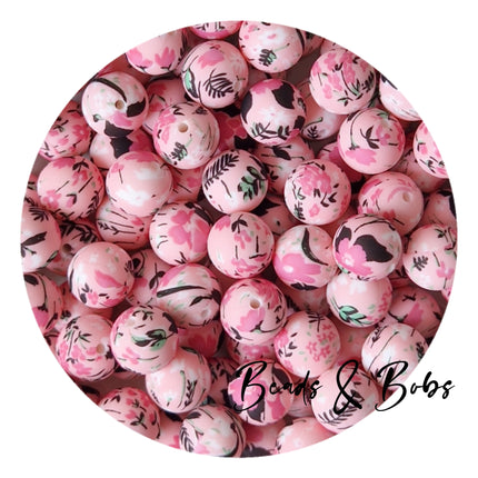 15mm Round Flower Silicone Beads - 14 Colours