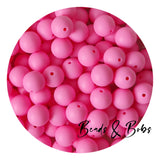 15mm Plain Colour Round Silicone Beads - 98 Colours