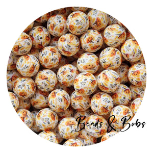 Silicone Halloween Print Beads - 7 Colours