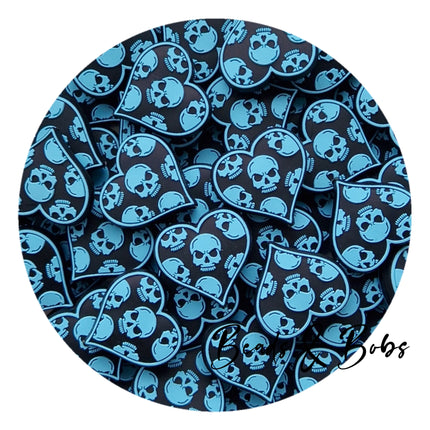 Silicone Skulls Heart Beads - 4 Colours