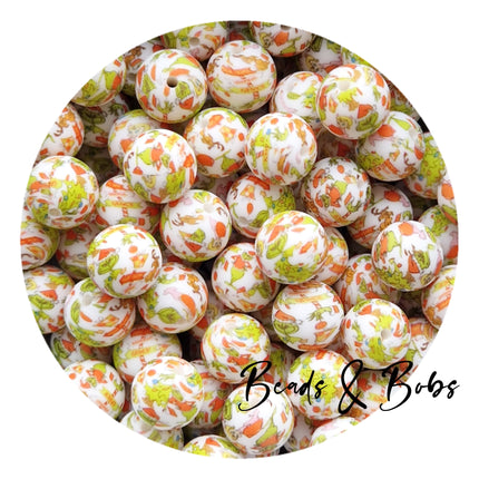 15mm Round Printed Christmas Beads - 11 Colours