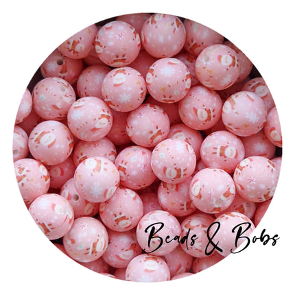 15mm Round Printed Christmas Beads - 11 Colours