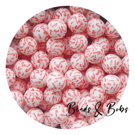 15mm Round Printed Christmas Beads - 11 Colours