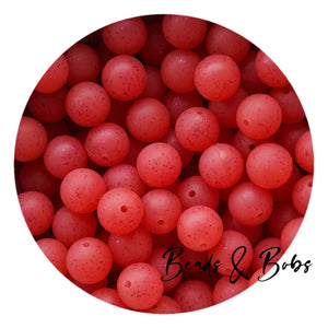 15mm Round Glitter Silicone Beads - 8 Colours