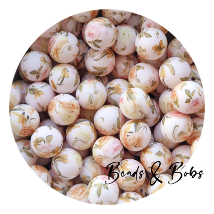 15mm Round Flower Silicone Beads - 14 Colours