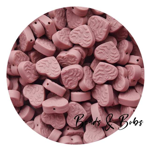 Silicone Embossed Hearts Beads - 4 Colours