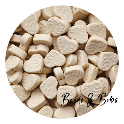 Silicone Embossed Hearts Beads - 4 Colours