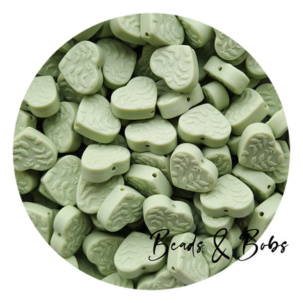 Silicone Embossed Hearts Beads - 4 Colours