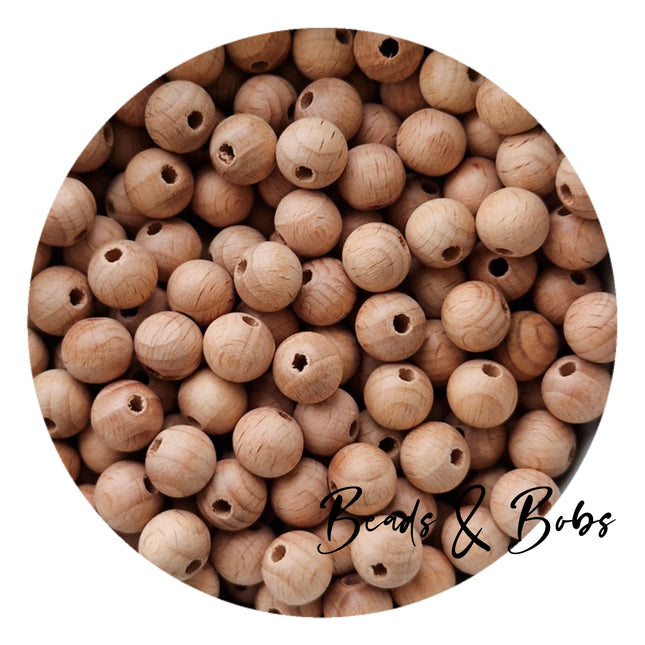 Round Beech Wood Beads - 4 Sizes