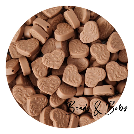 Silicone Embossed Hearts Beads - 4 Colours