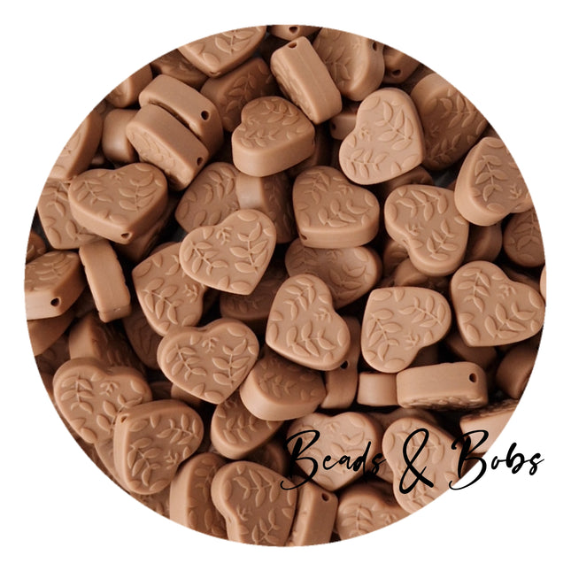 Silicone Embossed Hearts Beads - 4 Colours