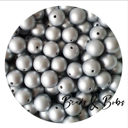 15mm Brushed Colour Round Silicone Beads - 5 Colours
