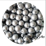 15mm Brushed Colour Round Silicone Beads - 4 Colours