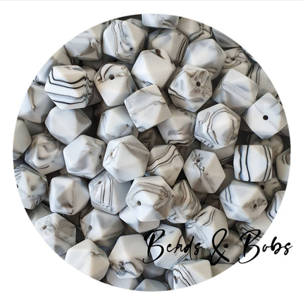 17mm Plain Colour Hexagon Silicone Beads - 13 Colours