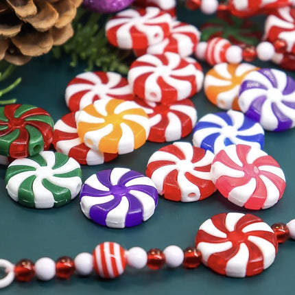 24mm Acrylic Peppermin Beads - Pack of 10