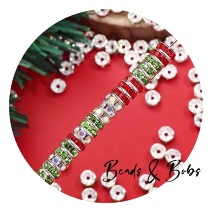 8mm Rhinestone Rondelle Spacer Beads - 2 Colours
