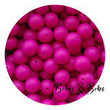 15mm Plain Colour Round Silicone Beads - 100 Colours