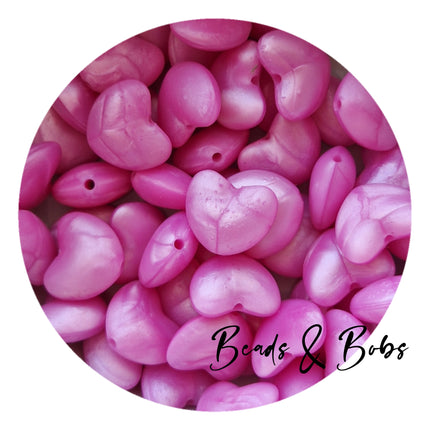 Silicone Rounded Heart Beads - 5 Colours