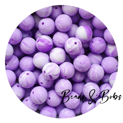 15mm Marble Colour Round Silicone Beads - 8 Colours
