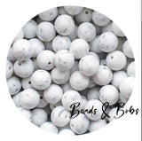 15mm Marble Colour Round Silicone Beads - 8 Colours