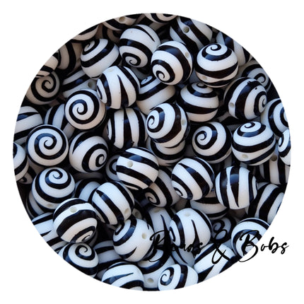 15mm Round Spiral Silicone Beads - 2 Colours