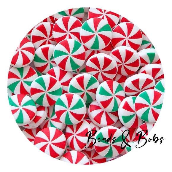 Silicone Christmas Peppermint Candy Beads - 2 Colours