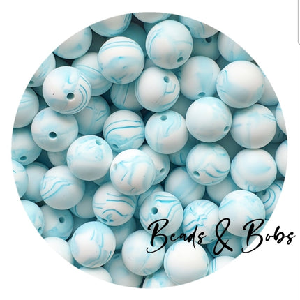 15mm Marble Colour Round Silicone Beads - 8 Colours