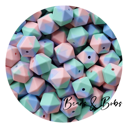 17mm Plain Colour Hexagon Silicone Beads - 13 Colours