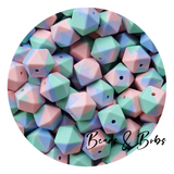 17mm Plain Colour Hexagon Silicone Beads - 13 Colours
