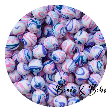 15mm Round Printed Beads - 36 Colours