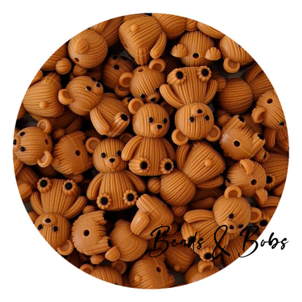 3D Silicone Textured Bear Beads