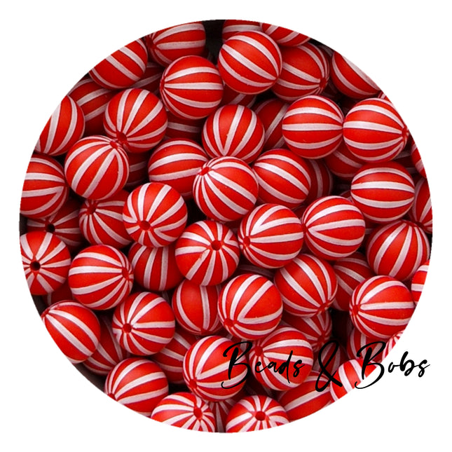 15mm Round Stripe Silicone Beads