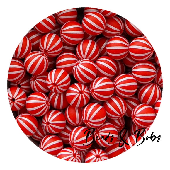15mm Round Stripe Silicone Beads
